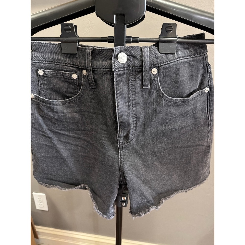 Madewell High Rise Denim Cut Off Shorts Faded Black Frayed Hem Size 25